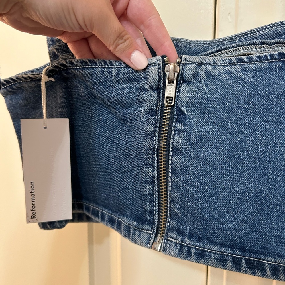 NWT Reformation Sunny Denim Crop Top - Picture 6 of 7
